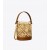 Women's Tory Burch T Monogram Embroidered Raffia Mini Bucket Bags Gold