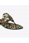  Sandália feminina Tory Burch Miller, sandálias de couro envernizado estampadas, bege, leopardo