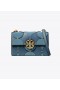  Bolsas de ombro femininas Tory Burch Small Miller Exotic Die-cut Flap Azul