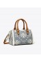  Tory Burch Petite T Monogram Denim Barrel Bolsas Crossbody Femininas Azul