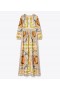  Vestido de seda estampado Tory Burch feminino coral multicolorido