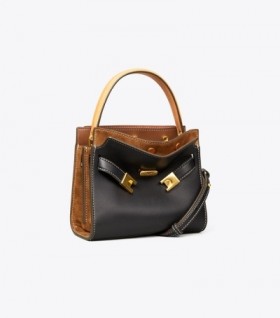  Tory Burch Petite Lee Radziwill Bolsas de mão duplas pretas
