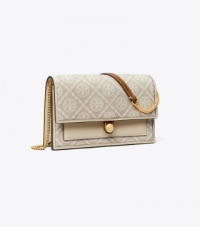 Tory Burch T Monograma Jacquard Carteira Feminina Crossbody Mini Bolsas Brancas