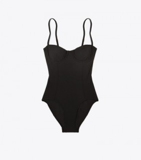  Maiô feminino Tory Burch Underwire One Piece Preto