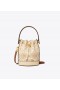  Női Tory Burch T Monogram dombornyomott mini vödörtáskák arany