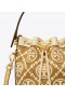  Női Tory Burch T Monogram hímzett Raffia Mini Vödörtáskák Arany