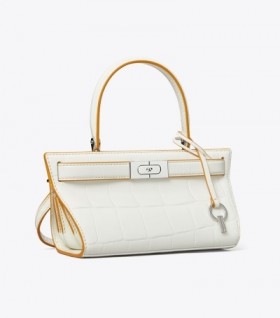 Női Tory Burch Petite Lee Radziwill dombornyomott macskaszemtáska, fehér