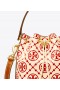  Borse a secchiello con monogramma T in rilievo Tory Burch da donna, rosse e bianche