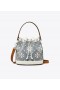  Borse a secchiello in denim con monogramma T di Tory Burch da donna blu