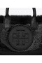  Borsa Tote Mini Ella Patent Shearling da donna Tory Burch, nera