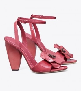  Sandali con tacco a forma di fiore Tory Burch da donna, neri