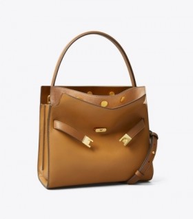  Borsa a tracolla piccola Lee Radziwill Double Satchel di Tory Burch da donna, nera