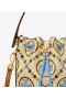  Dame Tory Burch Mini T Monogram Contrast Pregede bøttevesker Hvit Blå