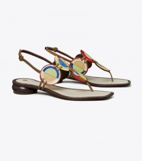 Tory Burch Marquetry Disk Sandaler for kvinner Hvit