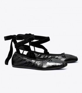  Tory Burch ankelballerina for kvinner, svart