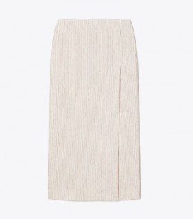  Kvinners Tory Burch Linen Wrap-skjørt Rød / Blå / Hvit
