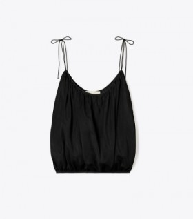  Dame Tory Burch bomull silke skulder slips topper svart