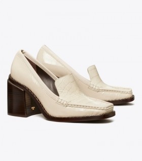  Dame Tory Burch 70-talls firkantede loafer hæler Cream