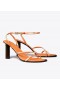  Damskie sandały Tory Burch Split Mignon Strappy Heeled na obcasie w kolorze pomarańczowym i różowo-złotym