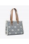  Damskie Tory Burch Small T Monogram Denim Tote Bags Niebieskie
