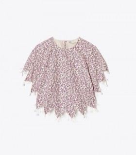  Damskie topy Tory Burch Ditsy Floral Silk Taffeta w kolorze fioletowym
