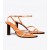  Damskie sandały Tory Burch Split Mignon Strappy Heeled na obcasie w kolorze pomarańczowym i różowo-złotym