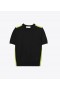  Pulovere de damă Tory Burch Merino Double Stripe cu mânecă scurtă, negru