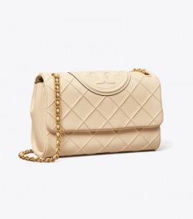  Genți de umăr convertibile Tory Burch Fleming Soft de damă, cremă