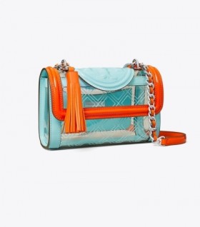 Genți de umăr convertibile Tory Burch Small Fleming Clear, negre