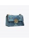  여성용 토리버치 스몰 밀러 엑조틱 다이컷 플랩 숄더백 블루