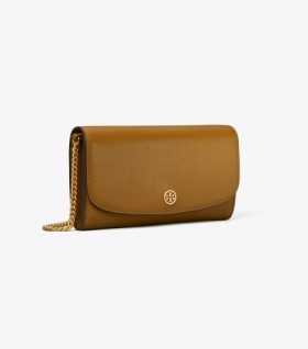 Ženske mini torbe Tory Burch Robinson Chain Wallet, smeđe