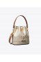 Kvinnors Tory Burch T Monogram Contrast Präglade Bucket Bags Cream