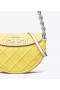  Dam Tory Burch Mini Fleming Mjuk Patent Border Crescent Väskor Citronvit