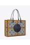  Bolsos de mano con monograma Ella Quadrant de Tory Burch para mujer, azul marino y multicolor