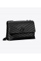  Bolsos de hombro convertibles Tory Burch Kira Chevron para mujer, negro y plateado