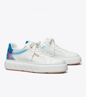  Zapatillas Tory Burch Ladybug para mujer en blanco, coral y azul