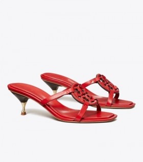  Sandalias de tacón bajo Tory Burch Miller Bombé para mujer en color rojo