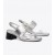  Sandalias de tacón Eleanor de Tory Burch para mujer en color plateado