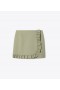  تنورة قصيرة نسائية من Tory Burch Tech Twill Ruffle Skort باللون الرمادي الزيتوني