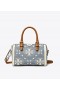  حقيبة كروس بودي نسائية من Tory Burch Petite T Monogram Denim Barrel باللون الأزرق
