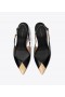  حذاء Tory Burch Triangle Slingback بكعب عالٍ للنساء، بني وأسود