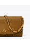  Dámské mini tašky Tory Burch Robinson Chain Wallet Brown