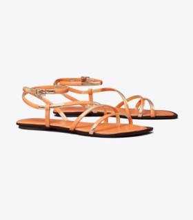  Dámské sandály Tory Burch Split Mignon Vícepáskové oranžově růžové zlato