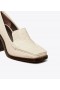  Dame Tory Burch 70'er firkantede hæle Loafer Heels Creme