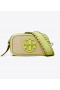 Dame Tory Burch Mini Miller Raffia Crossbody tasker Beige Multicolor