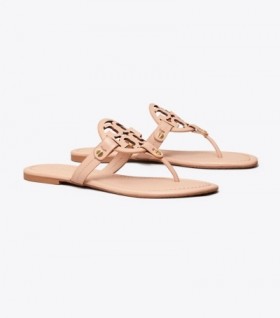  Tory Burch Miller-sandaler til kvinder, lædersandaler lysebrune
