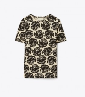  Tory Burch Rose T-shirts til kvinder, sort