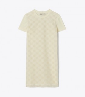  Kvinders Tory Burch logo blonde T-shirt kjole hvid