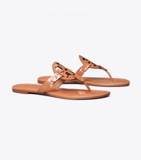  Dame Tory Burch Miller Patent Lædersandaler Brun
