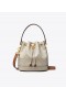 Tory Burch T Monogram Contrast Embossed Bucket Bags voor dames, crèmekleurig